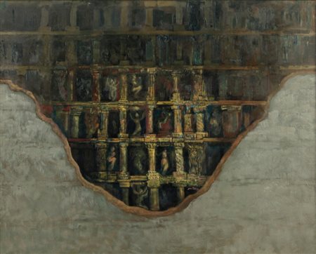 JOHN PICKING (1939-) Temple II 1989olio su tela cm 100x80autentica su foto...