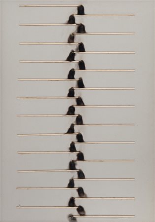 BERNARD AUBERTIN (1934-) Parcours d'allumettes 1974fiammiferi bruciati su...