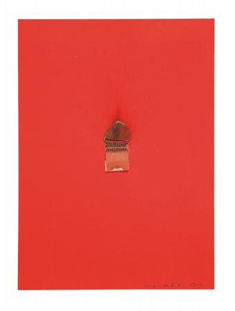 BERNARD AUBERTIN (1934-) Rosso 1974fiammiferi su carta cm 59x41,5firmato e...