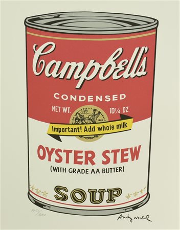 D'apres Andy Warhol CAMPBELL OYSTER STEW SOUP stampa tipografica su...