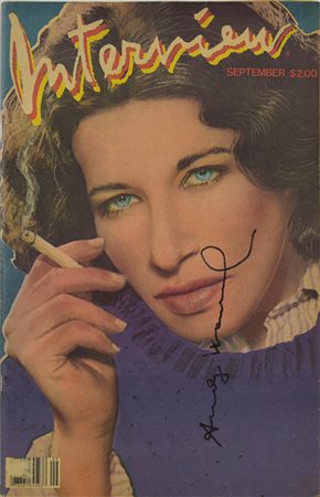 Andy Warhol INTERVIEW, FRAN LEBOWITZ pennafeltro su copertina della rivista,...