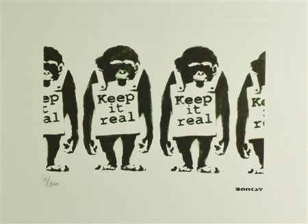 Da Banksy MONKEYS eliografia su carta Arches, cm 28,5x38,5; es. 1/300 firma...