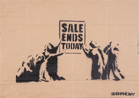 BANKSY (Bristol 1974) "Sale ends today". Spray su cartone. Cm 34x47,5. Al...