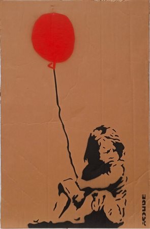 BANKSY (Bristol 1974) "Dismaland". Spray su cartone. Cm 59x39. Al retro reca...