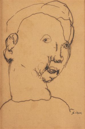 MARIO SIRONI (Sassari 1885 - Milano 1961)"Figura". Inchiostro nero su carta...