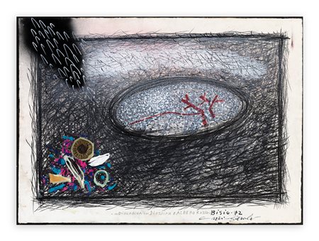 PIETRO BISIO (1932) - Discarica.. Diossina e albero rosso, 1972