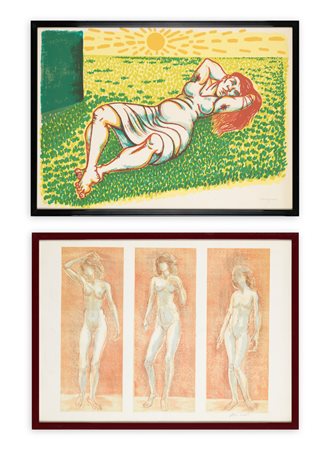 AUTORI VARI (GIUSEPPE MIGNECO E PIERO LEDDI) - Lotto unico di 2 litografie