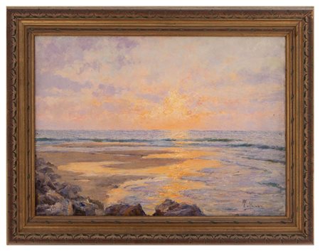 Oreste Paltrinieri Verona 1873 - Biareggio 1966 Tramonto sul mare