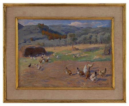 Carlo Facchinetti Firenze 1870 - 1951 Nell'aia