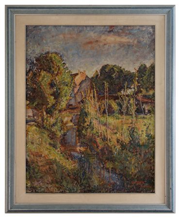 Francesco Arata Castelleone (CR) 1890 - 1956 Scorcio di Castelleone, Villa Bruna