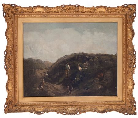 Giuseppe Palizzi Lanciano (CH) 1812 - Parigi 1888 Pastore con armenti 