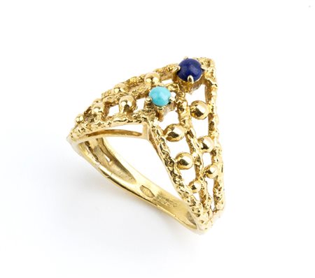  
Anello in oro con lapislazzuli e turchese  
 