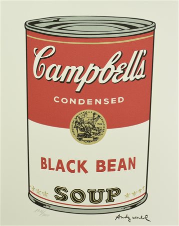 D'apres Andy Warhol CAMPBELL BLACK BEAN SOUP fotolitografia su carta, cm...