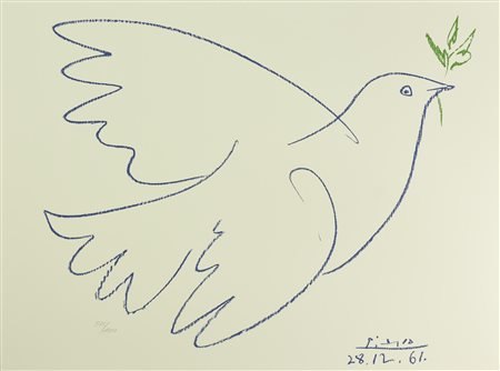 D'apres Pablo Picasso COLOMBA DELLA PACE foto-litografia su carta, cm 50x66;...