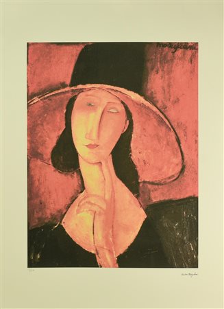 D'apres Amedeo Modigliani RITRATTO FEMMINILE foto-litografia su carta, cm...