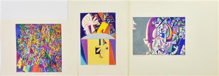 Enzo Branca COMPOSIZIONI, 1981 -matite colorate su carta, cm 25x33 sul retro:...