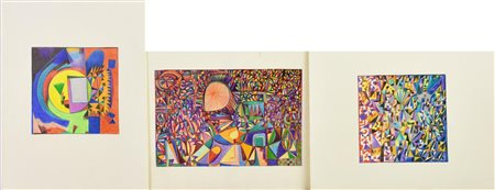 Enzo Branca COMPOSIZIONI, 1981 -matite colorate su carta, cm 25x33 sul retro:...