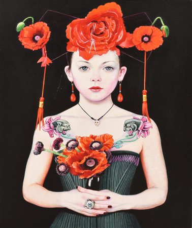 Titti Garelli POPPY, THE DARK GARDEN, 2013 acrilico su tavola, cm 45x35 sul...