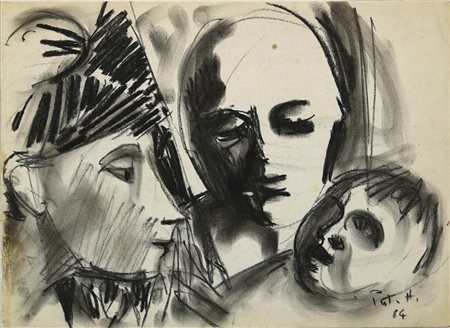 Sergio Putatti SENZA TITOLO, 1964 carboncino su carta, cm 23,5x33 firma e data