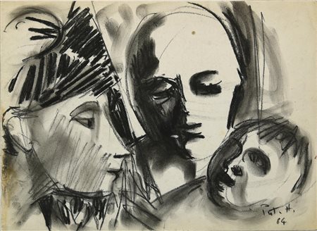 Sergio Putatti SENZA TITOLO, 1964 carboncino su carta, cm 23,5x33 firma e data