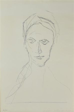 Ernesto Treccani RITRATTO incisione su carta, battuta cm 48,5x32, su foglio...