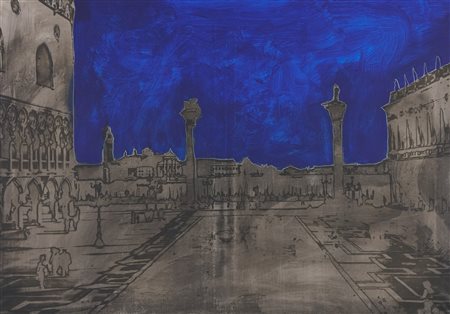 Tano Festa (Roma 1938-1988) Piazza d'Italia, 1987 Smalto su tela emulsionata...