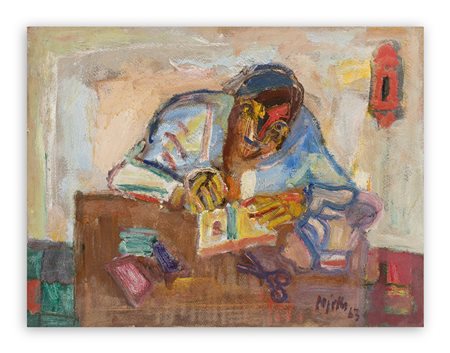 GUIDO PAJETTA (1898-1987) - Uomo con libro e forbici, 1963