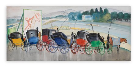 MARIO CARRARO (1896-1978) - Sosta sul Lungarno, 1955