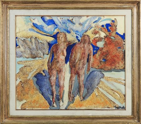 AMERICO MAZZOTTA Figure - Figures olio su tela - oil on canvas, firmato, in...