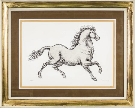 FRANCESCO MESSINA (1900-1995) Cavallo - Horse litografia - lithograph, prova...