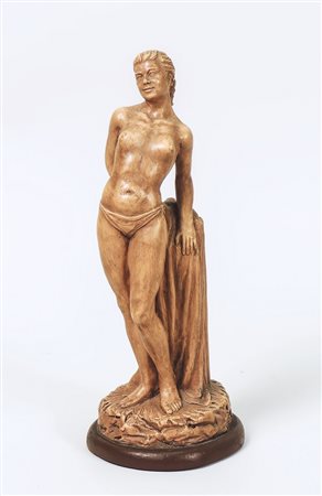 FIGURA IN GESSO PATINATO A TERRACOTTA - GYPSUM FIGURE raffigurante nudo...