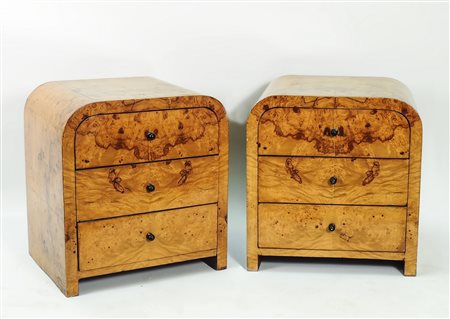 COPPIA DI COMODINI IN RADICA - PAIR OF BRIAR NIGHT TABLES STILE DÉCO - DECO...