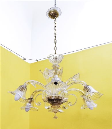 LAMPADARIO IN VETRO DI MURANO - VENETIAN GLASS CHANDELIER Anni Sessanta -...
