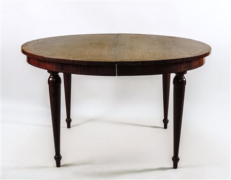 TAVOLO TONDO ALLUNGABILE IN NOCE - WALNUT EXTENDING DINING TABLE intarsiato...