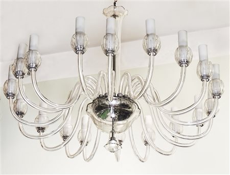 COPPIA DI LAMPADARI IN CRISTALLO INCOLORE - PAIR OF UNCOLOURED CRYSTAL...