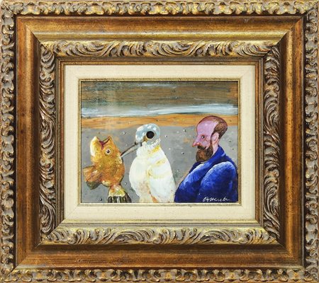 ANTONIO POSSENTI Sulla spiaggia 2000- On the Beach olio su tavoletta - oil on...