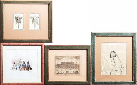 MISCELLANEA DI STAMPE E ACQUERELLI - ENGRAVINGS AD WATERCOLOURS LOT in...