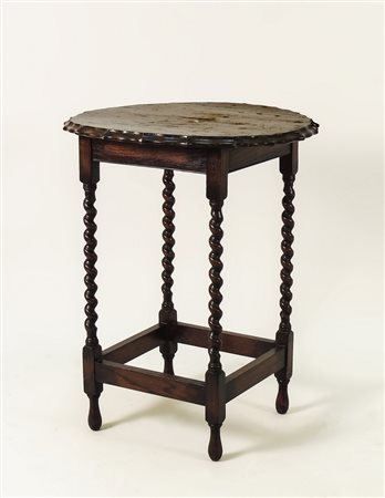 TAVOLINO TONDO IN ROVERE - ROUND OAK TEA TABLE piano sagomato, gambe a...