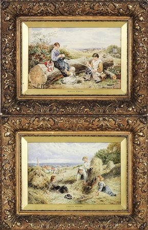 VERNON FOSTER (XIX-XX) Paesaggi di campagna con figure - Country Landscape...