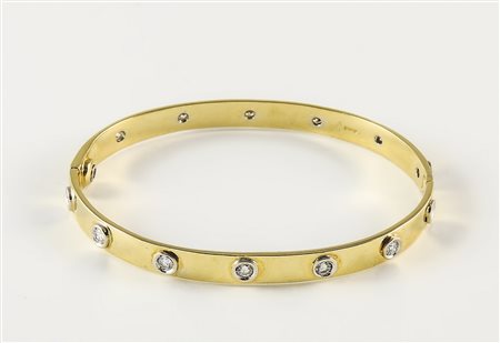 Bracciale rigido in oro giallo e diamanti - Gold and Diamond Stiff Bracelet...