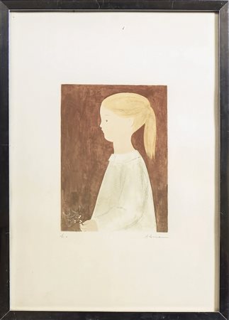 ANTONIO BUENO (1918-1984) Bambina con ramoscello di ulivo - Girl with an...