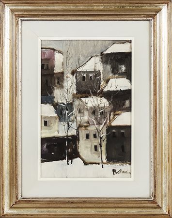 LIDO BETTARINI Nevicata - Snowy Landscape olio su tela - oil on canvas,...