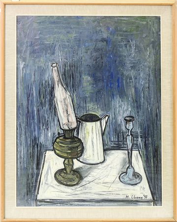 MAURO CHESSA Natura morta con brocca, lume e candelabro - Still Life with...