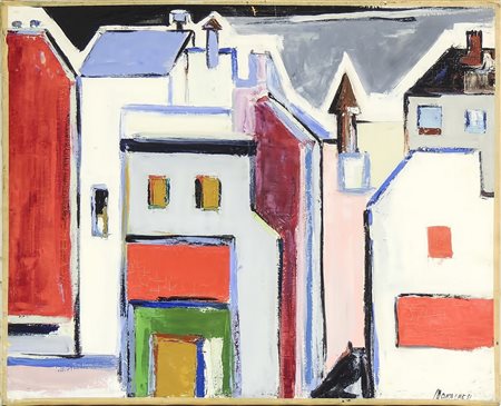 SANTE MONACHESI (1910-1991) Paris olio su tela - oil on canvas, firmato, al...