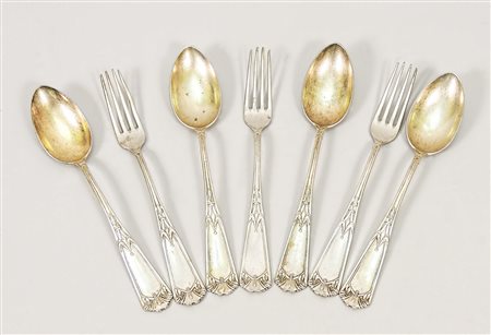 LOTTO DI POSATE IN ARGENTO - SILVER CUTLERY LOT Periodo Liberty - Art Nouveau...