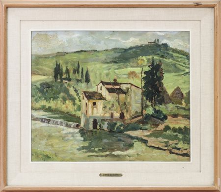 GIOTTO SACCHETTI (1887-1950) Antico mulino sull'Arno - Old Mill on the Arno...