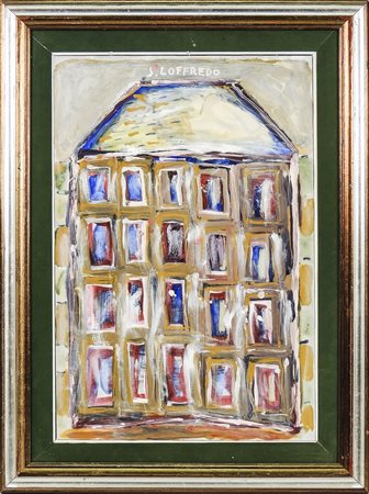 SILVIO LOFFREDO (1920-2013) Battistero - Baptistry olio su cartone - oil on...