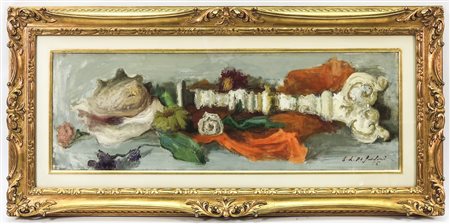 OSMAN LORENZO DE SCOLARI (1908-1998) Natura morta con torciera e conchiglia -...