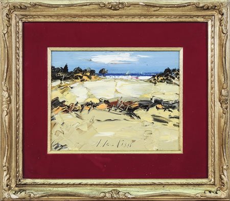 SERGIO SCATIZZI (1918-2009) Paesaggio marino - Seascape olio su tavoletta -...