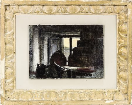 LUCIANO GUARNIERI (1930-2009) Veduta d'interno - Interior View olio su...